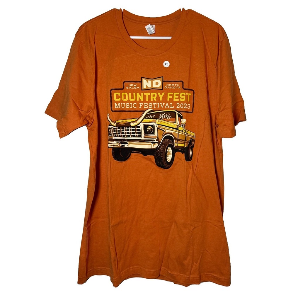 ND Country Fest 2025 T Shirt XL Orange New Salem ND Sam Hunt Cole‎ Swindell USA